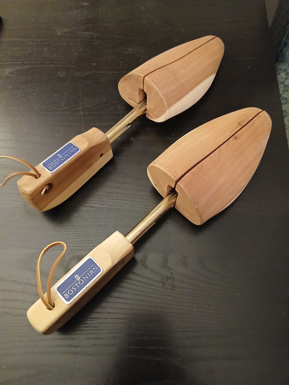 Bostonian Natural Wood and Brass Shoe Trees